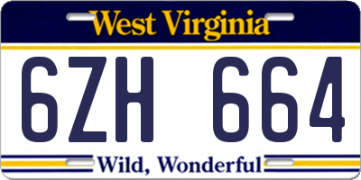 WV license plate 6ZH664