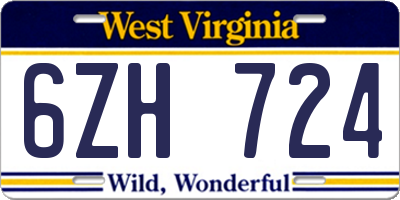 WV license plate 6ZH724