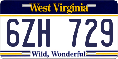 WV license plate 6ZH729