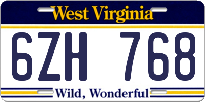 WV license plate 6ZH768