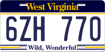 WV license plate 6ZH770
