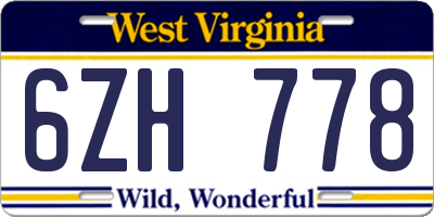 WV license plate 6ZH778