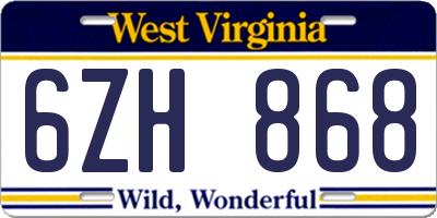 WV license plate 6ZH868