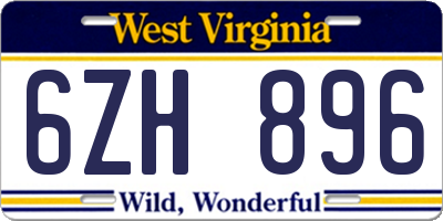 WV license plate 6ZH896