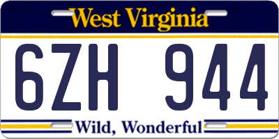 WV license plate 6ZH944