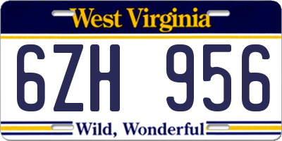 WV license plate 6ZH956