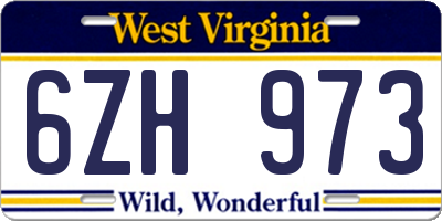 WV license plate 6ZH973