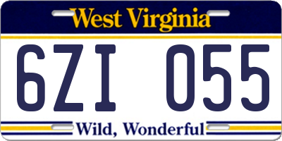 WV license plate 6ZI055