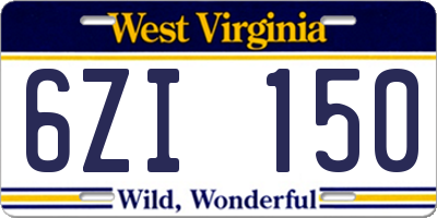 WV license plate 6ZI150