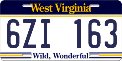 WV license plate 6ZI163