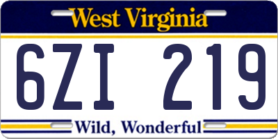 WV license plate 6ZI219