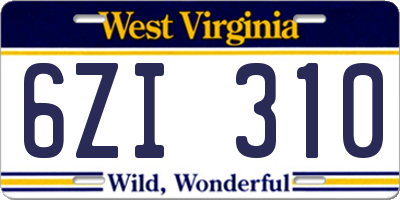 WV license plate 6ZI310