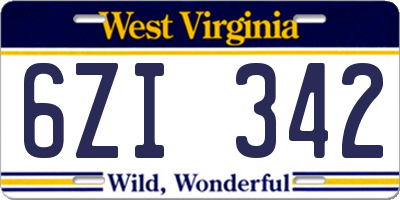 WV license plate 6ZI342