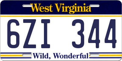 WV license plate 6ZI344