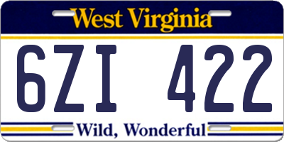 WV license plate 6ZI422