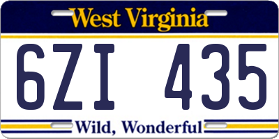 WV license plate 6ZI435
