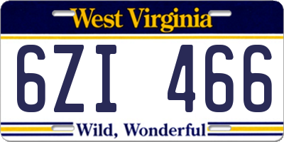 WV license plate 6ZI466