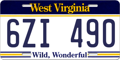 WV license plate 6ZI490