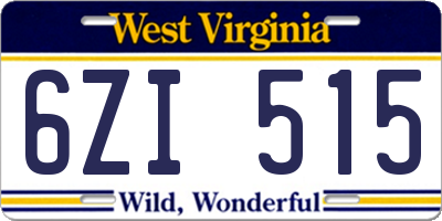 WV license plate 6ZI515
