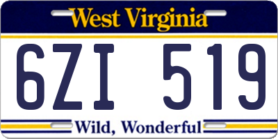 WV license plate 6ZI519