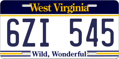WV license plate 6ZI545