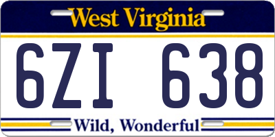 WV license plate 6ZI638