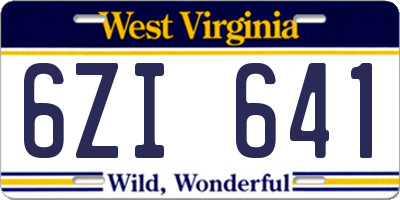 WV license plate 6ZI641