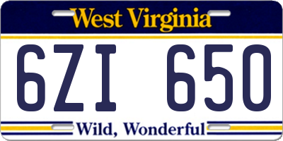 WV license plate 6ZI650