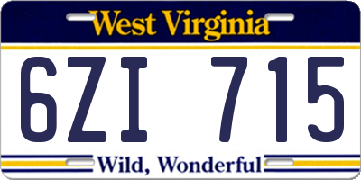 WV license plate 6ZI715