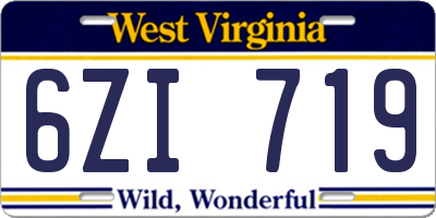 WV license plate 6ZI719