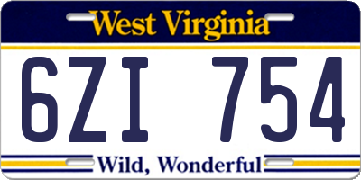 WV license plate 6ZI754