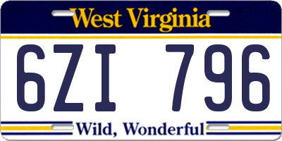 WV license plate 6ZI796