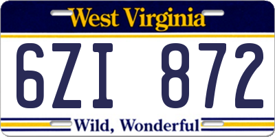 WV license plate 6ZI872