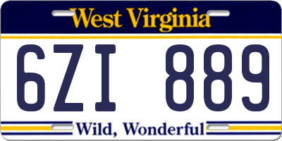 WV license plate 6ZI889