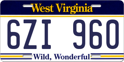 WV license plate 6ZI960