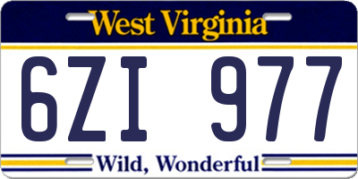 WV license plate 6ZI977