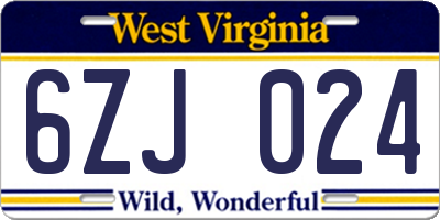 WV license plate 6ZJ024