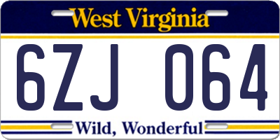 WV license plate 6ZJ064