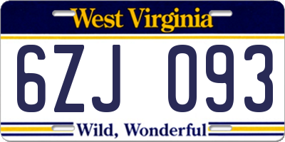 WV license plate 6ZJ093