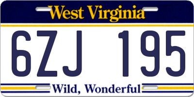 WV license plate 6ZJ195