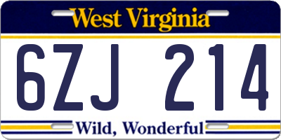 WV license plate 6ZJ214