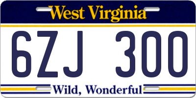 WV license plate 6ZJ300