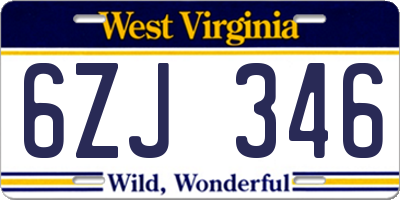 WV license plate 6ZJ346