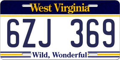 WV license plate 6ZJ369