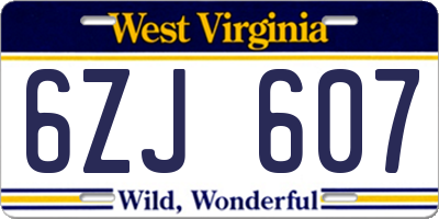 WV license plate 6ZJ607