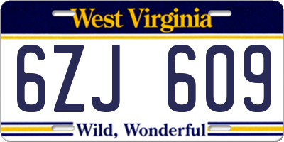 WV license plate 6ZJ609