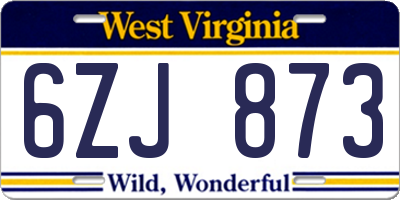 WV license plate 6ZJ873