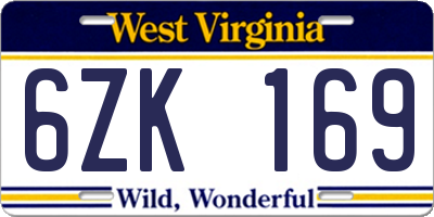 WV license plate 6ZK169