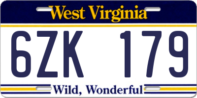 WV license plate 6ZK179