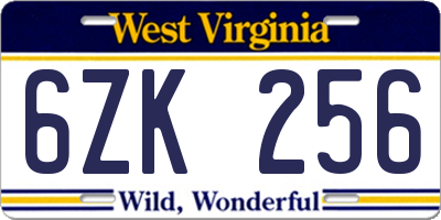 WV license plate 6ZK256